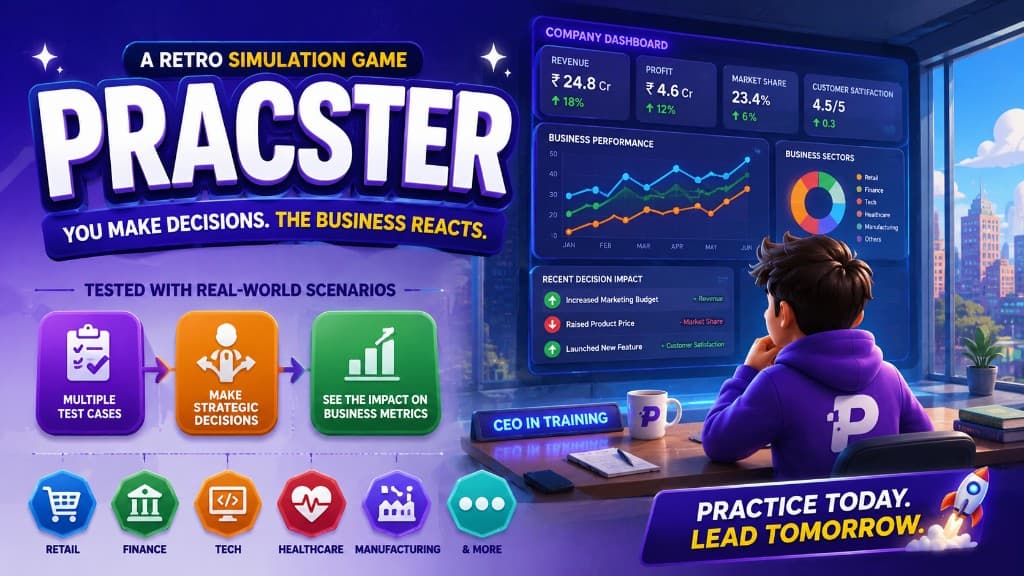 Pracster — business simulation game promotional artwork