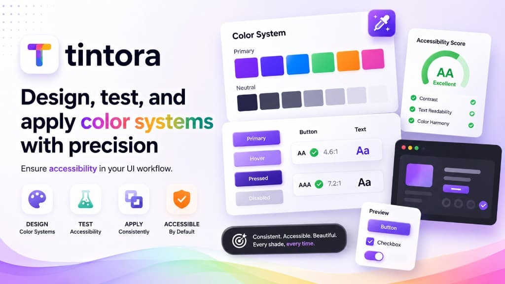 Tintora Figma plugin — design, test, and apply color systems